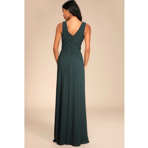 NWT Lulus Thoughts of Hue Emerald Green Surplice Maxi Dress Size L - Picture 2 of 12